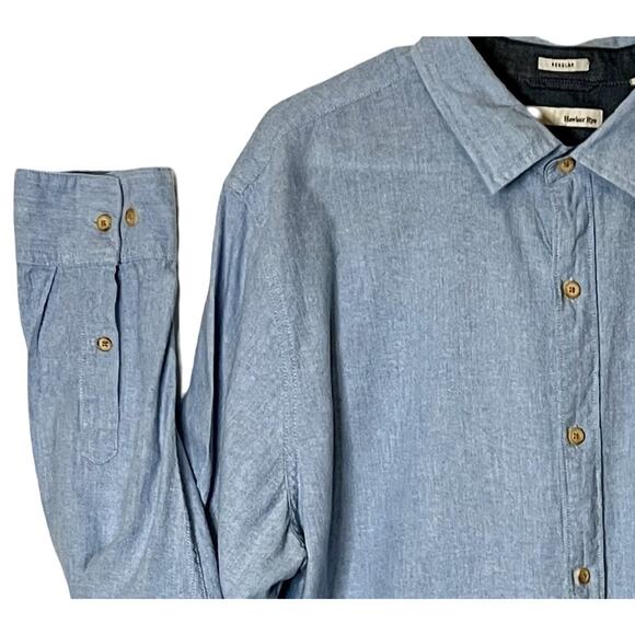 Mens Long Sleeve Shirt Size XLT Hawker Ryle Blue Collar Button Up 100% Cotton - Picture 4 of 8